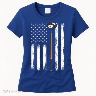 Patriotic Billiards American Flag Billiard Pool Player Gift Women's T-Shirt