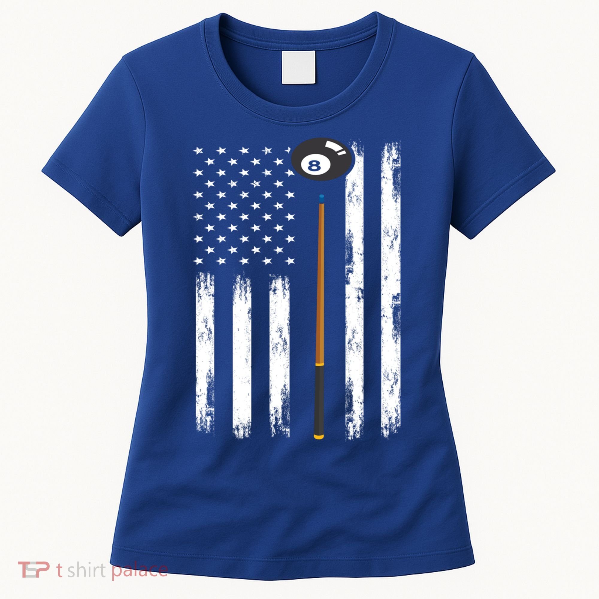 Patriotic Billiards American Flag Billiard Pool Player Gift Women's T-Shirt