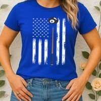 Patriotic Billiards American Flag Billiard Pool Player Gift Women's T-Shirt thumb 2