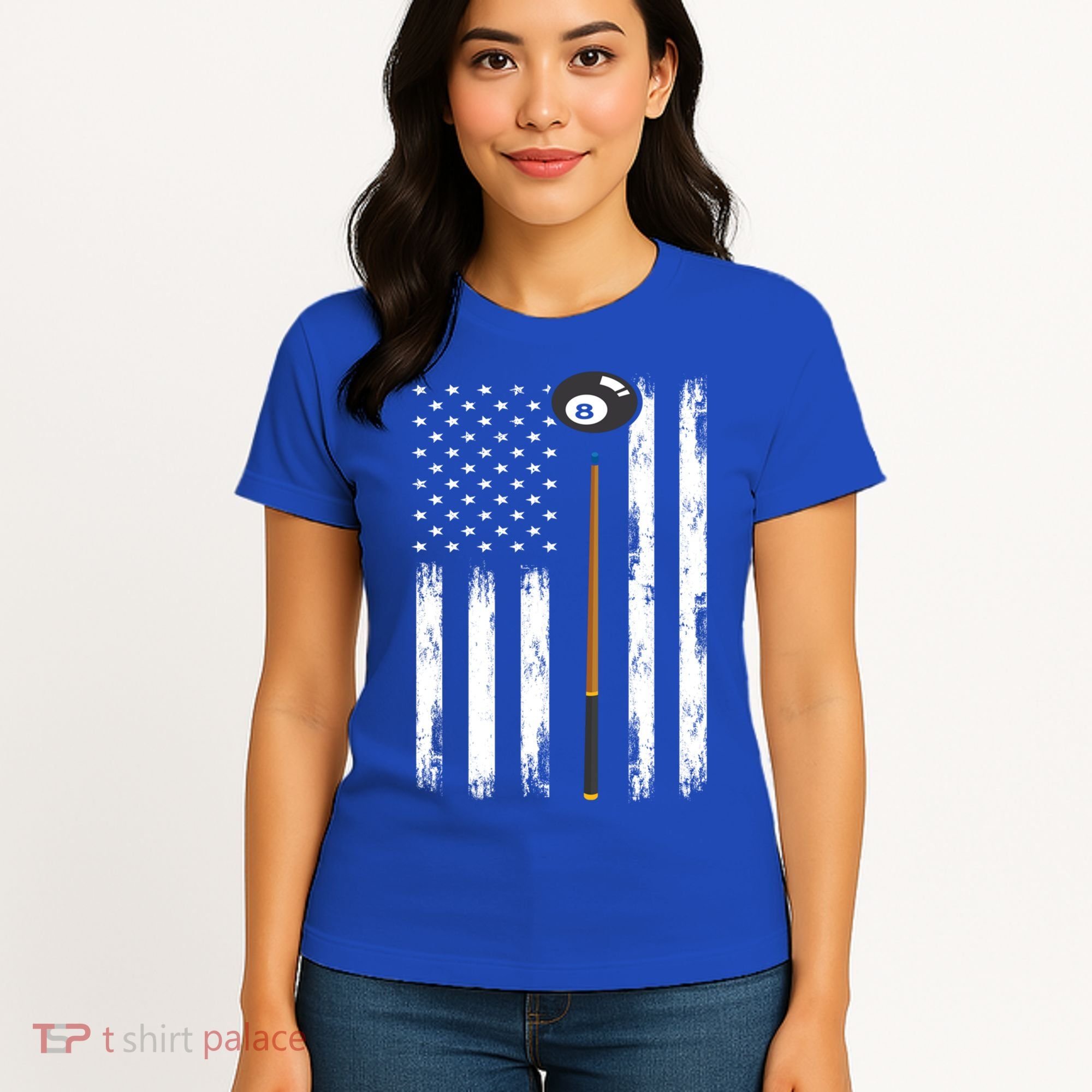 Patriotic Billiards American Flag Billiard Pool Player Gift Women's T-Shirt