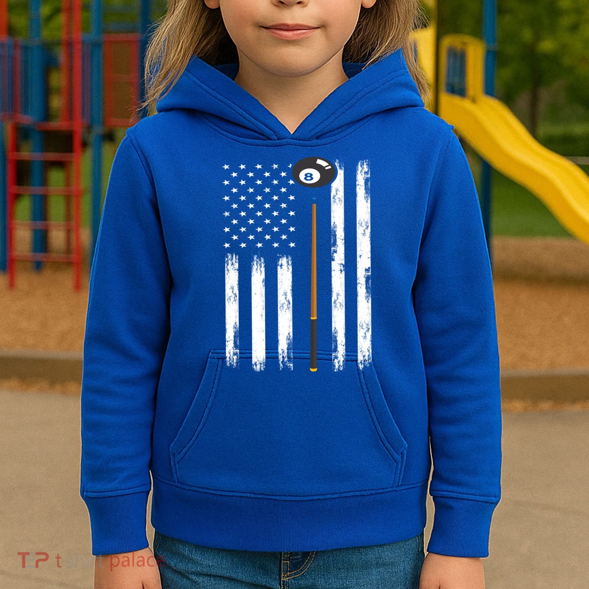 Patriotic Billiards American Flag Billiard Pool Player Gift Kids Hoodie