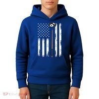 Patriotic Billiards American Flag Billiard Pool Player Gift Kids Hoodie thumb 4