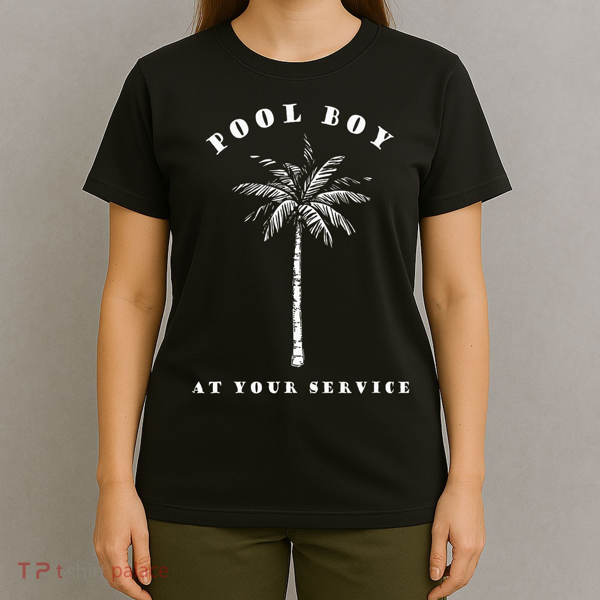 Pool Boy At Your Service Coconut Tree Funny Halloween Gift T-Shirt