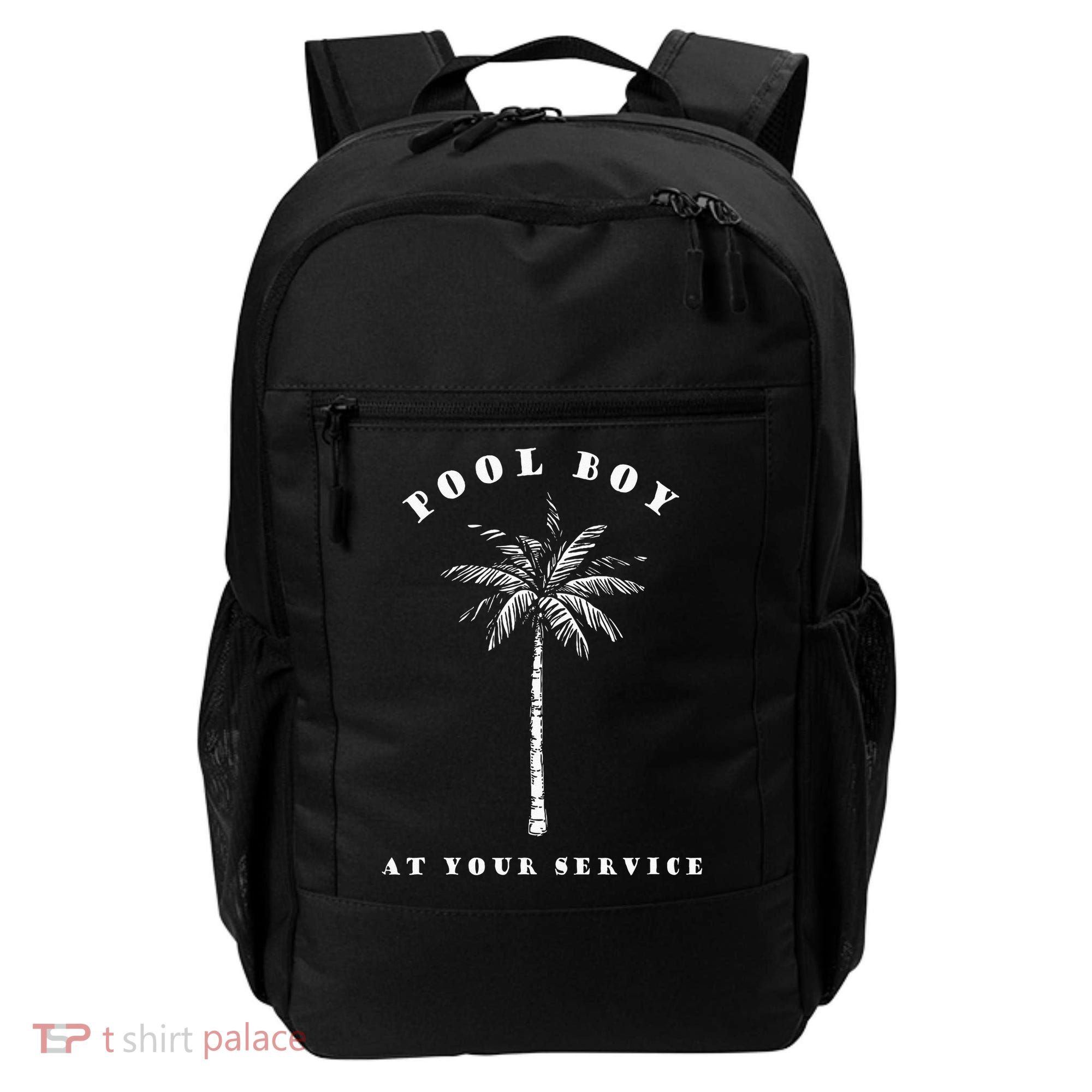 Pool Boy At Your Service Coconut Tree Funny Halloween Gift Backpack