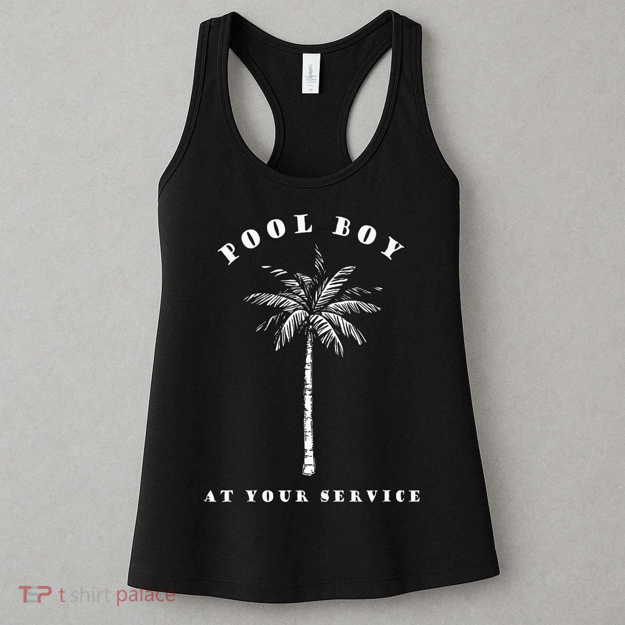 Pool Boy At Your Service Coconut Tree Funny Halloween Gift Women's Tank Top