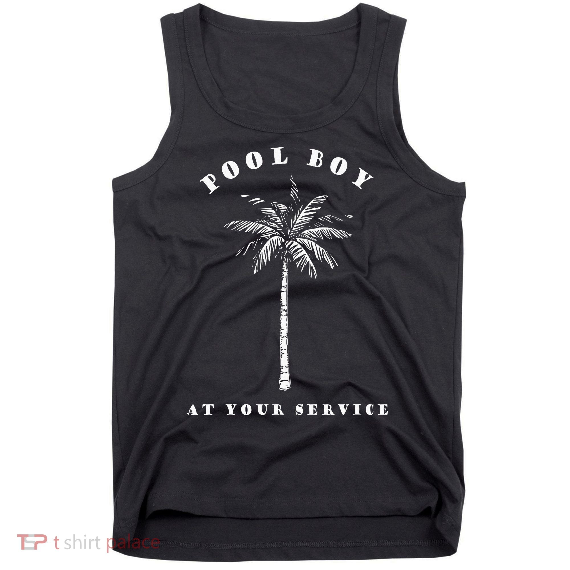 Pool Boy At Your Service Coconut Tree Funny Halloween Gift Tank Top