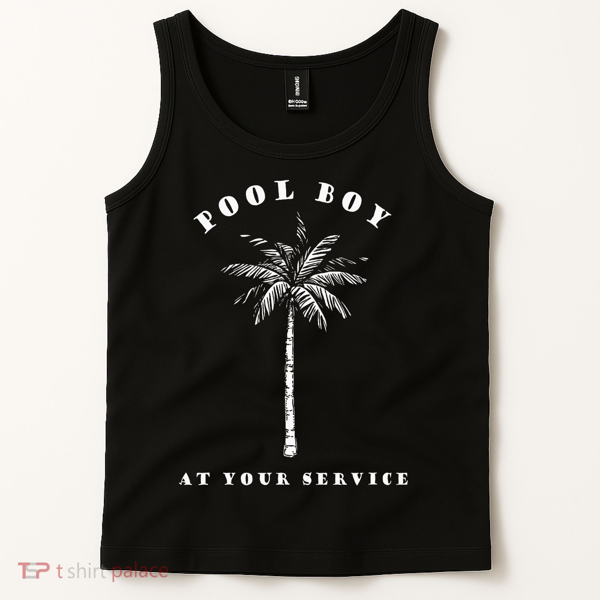 Pool Boy At Your Service Coconut Tree Funny Halloween Gift Tank Top