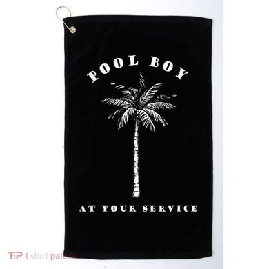 Pool Boy At Your Service Coconut Tree Funny Halloween Gift Golf Towel