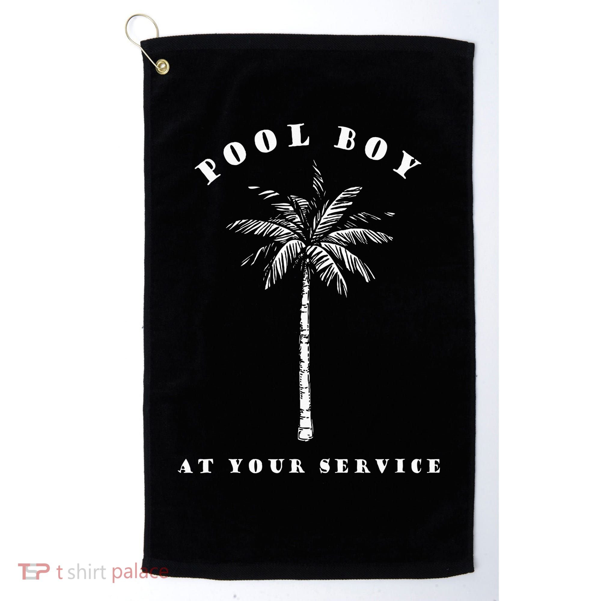 Pool Boy At Your Service Coconut Tree Funny Halloween Gift Golf Towel