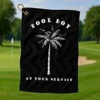 Pool Boy At Your Service Coconut Tree Funny Halloween Gift Golf Towel thumb 1