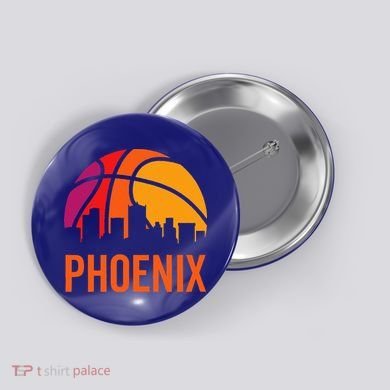 Phoenix Basketball BBall Vintage Retro Sunset Game Fan Button