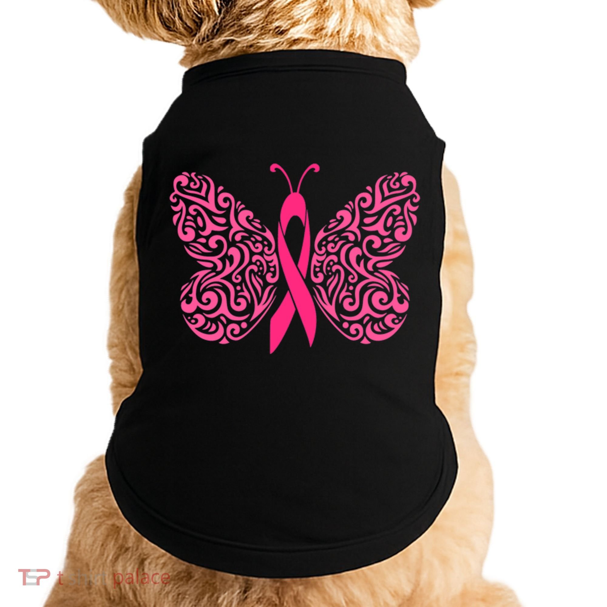 Pink Butterfly Breast Cancer Ribbon Doggie Tank
