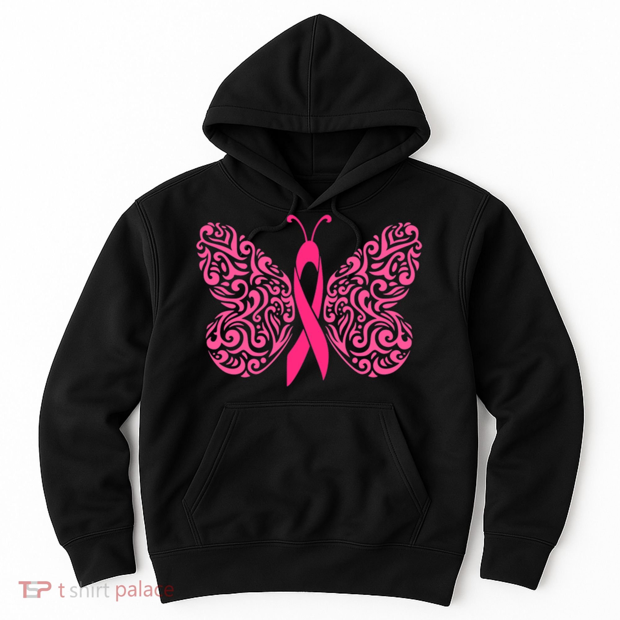 Pink Butterfly Breast Cancer Ribbon Hoodie