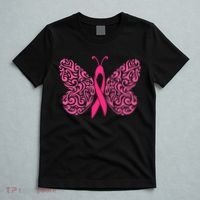 Pink Butterfly Breast Cancer Ribbon T-Shirt thumb 5