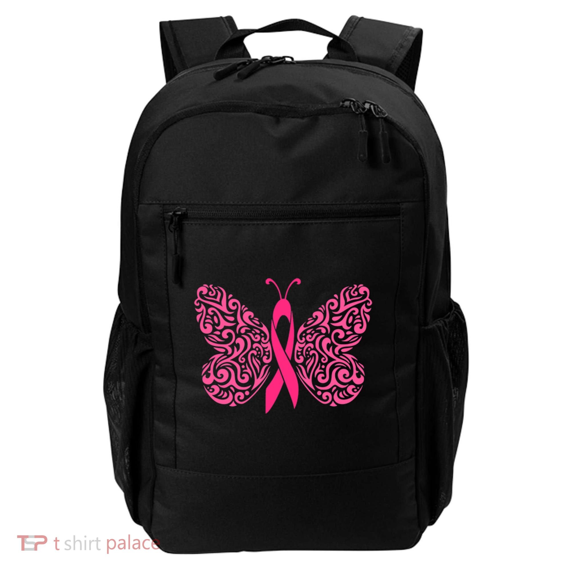 Pink Butterfly Breast Cancer Ribbon Backpack