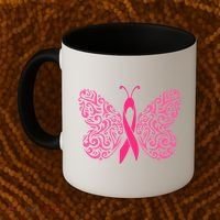 Pink Butterfly Breast Cancer Ribbon Coffee Mug thumb 2