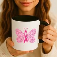 Pink Butterfly Breast Cancer Ribbon Coffee Mug thumb 3