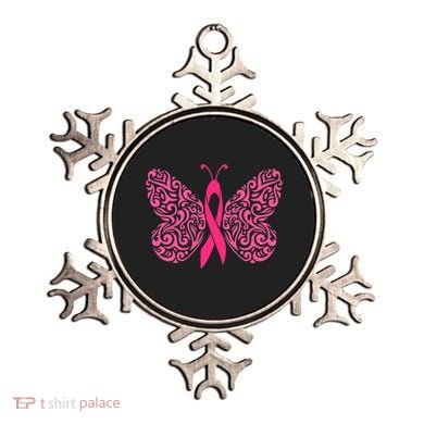 Pink Butterfly Breast Cancer Ribbon Ornament