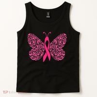 Pink Butterfly Breast Cancer Ribbon Tank Top thumb 2