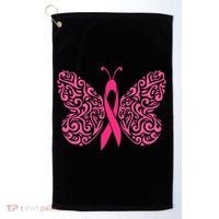 Pink Butterfly Breast Cancer Ribbon Golf Towel thumb 0