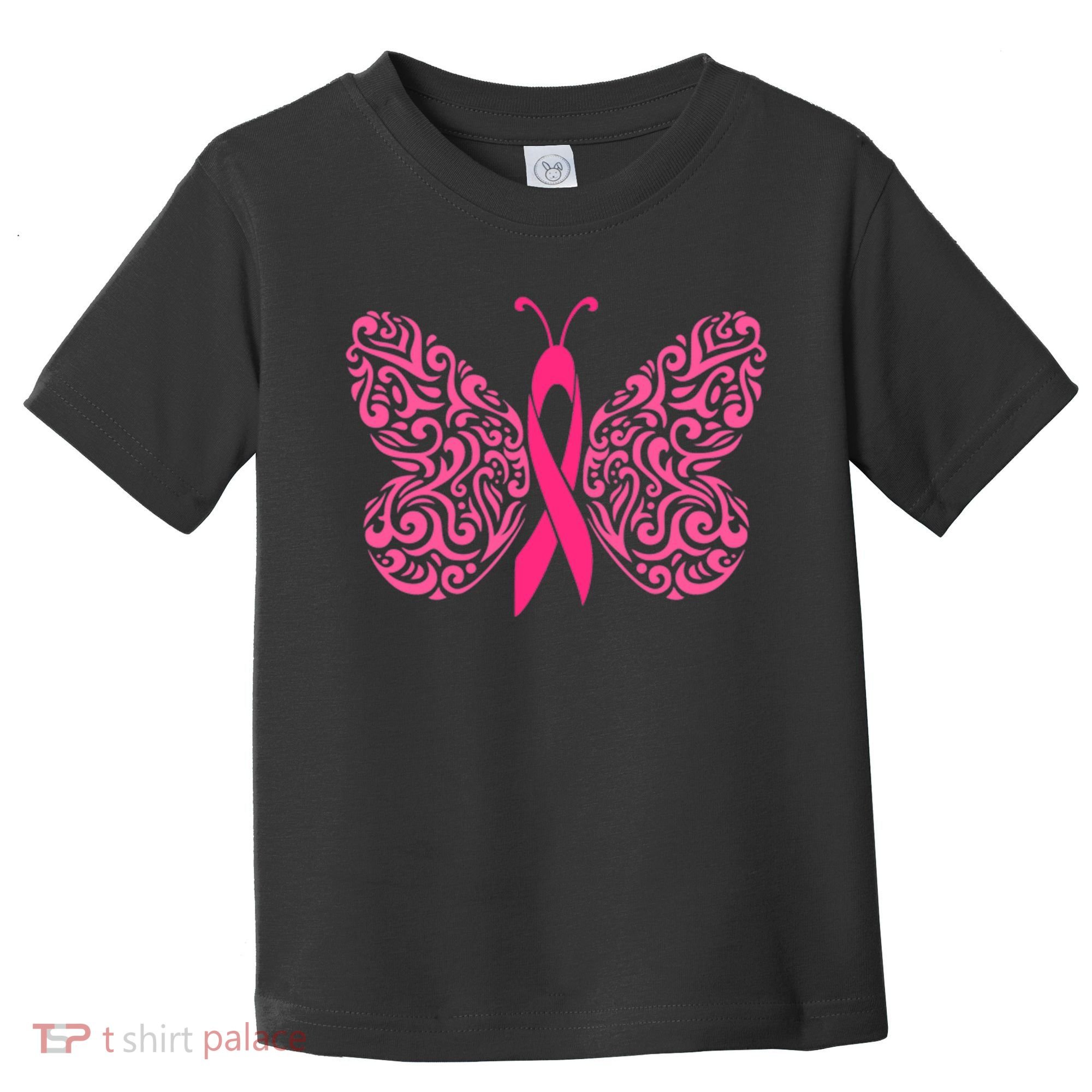 Pink Butterfly Breast Cancer Ribbon Toddler T-Shirt