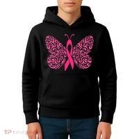 Pink Butterfly Breast Cancer Ribbon Kids Hoodie thumb 4