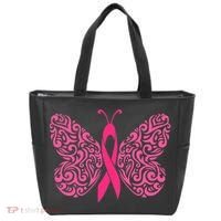 Pink Butterfly Breast Cancer Ribbon Tote Bag thumb 0
