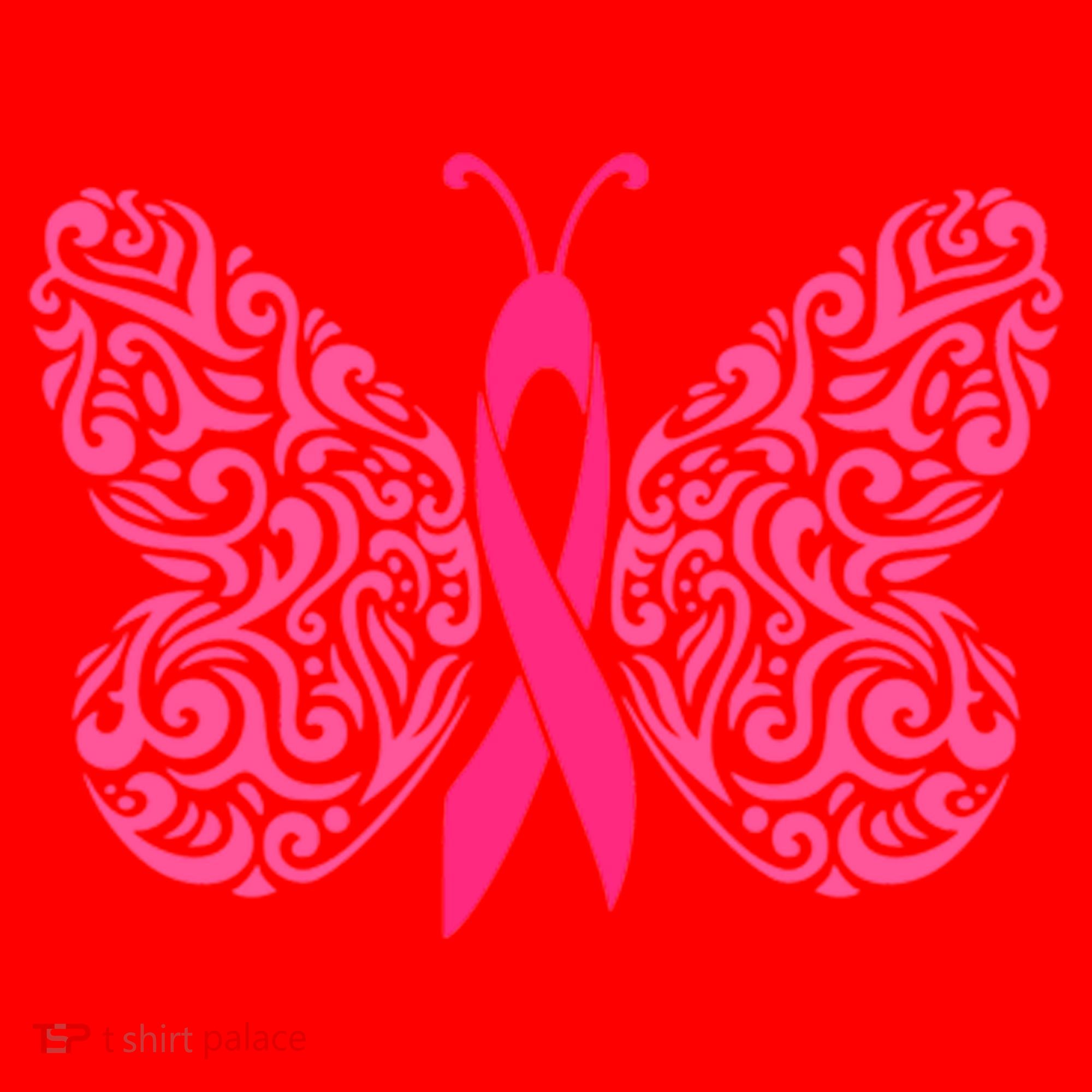 Pink Butterfly Breast Cancer Ribbon Santa Hat