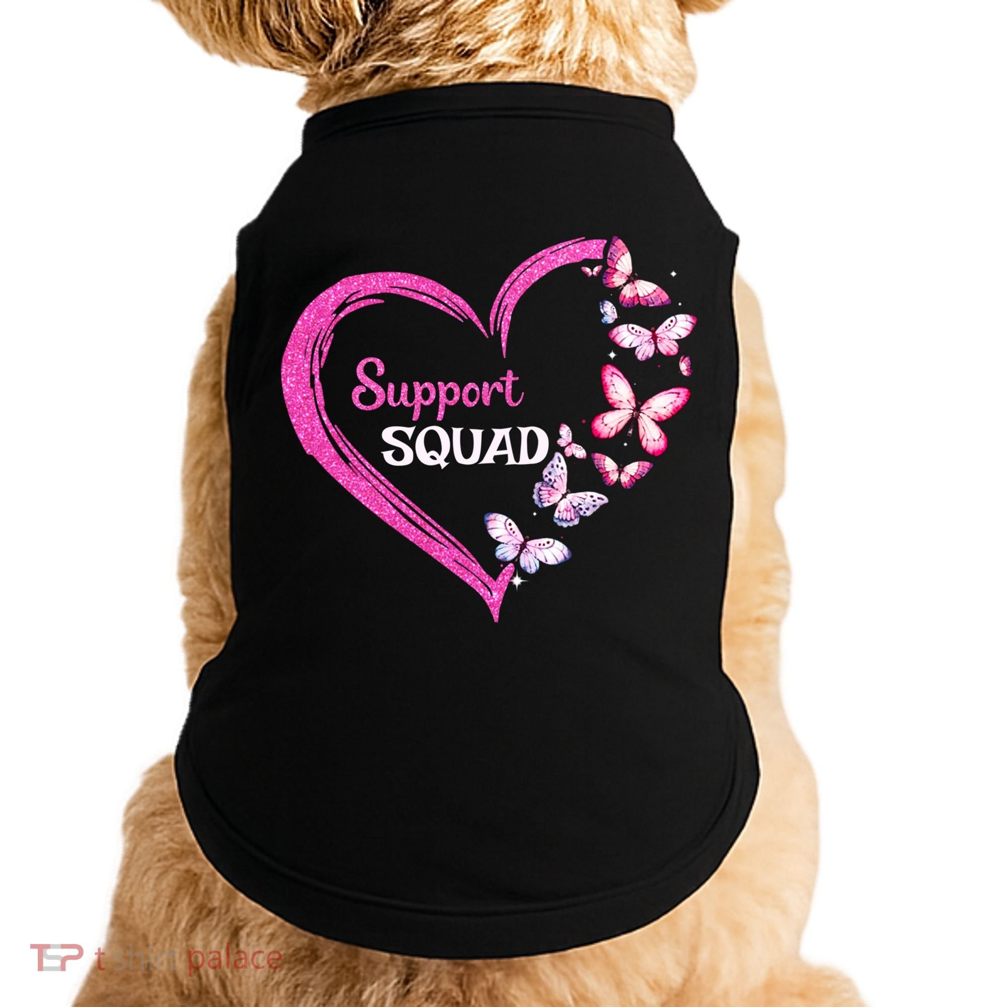 Pink Butterfly Breast Cancer Support Squad Pink Ribbon Funny Gift Doggie Tank