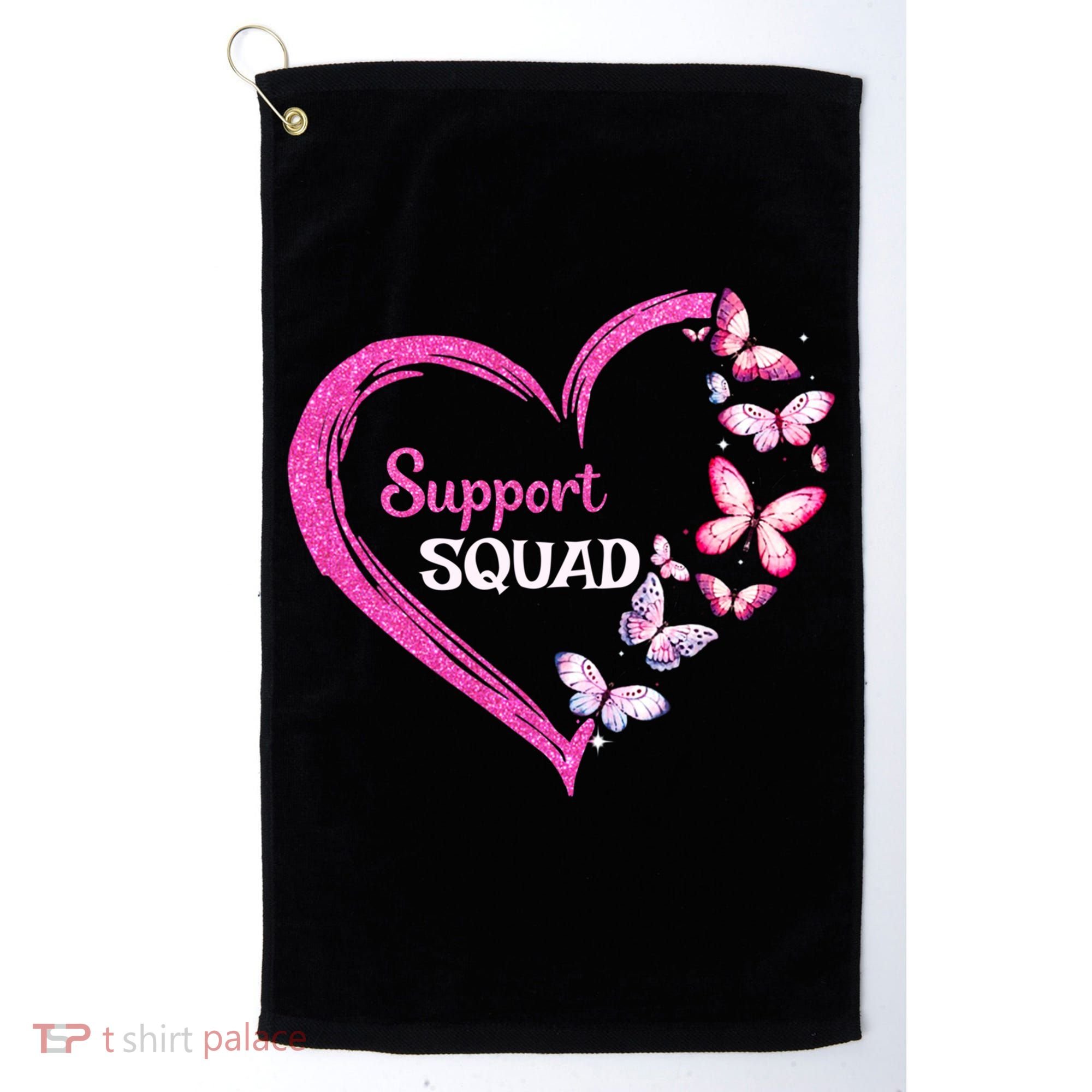 Pink Butterfly Breast Cancer Support Squad Pink Ribbon Funny Gift Golf Towel