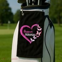 Pink Butterfly Breast Cancer Support Squad Pink Ribbon Funny Gift Golf Towel thumb 2
