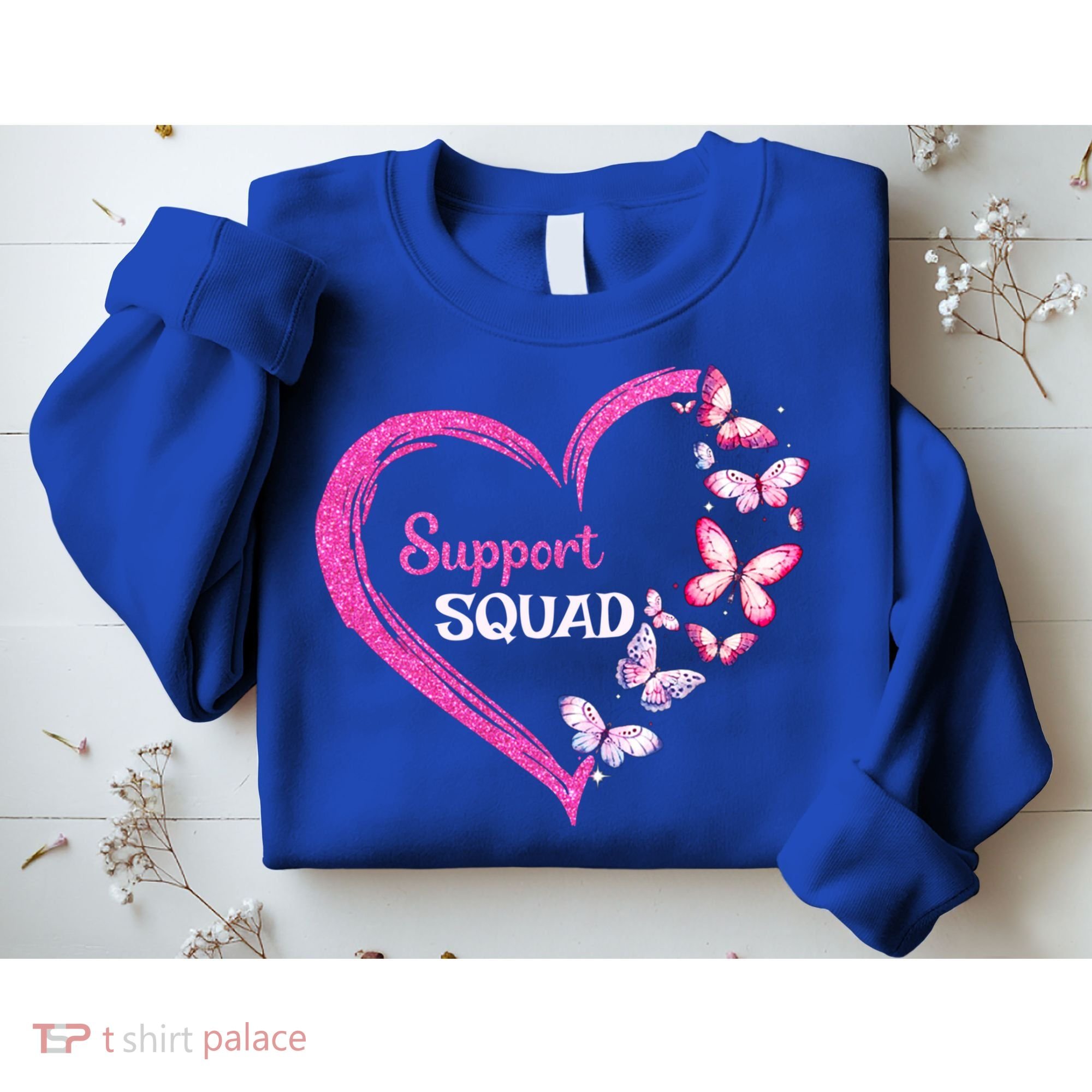 Pink Butterfly Breast Cancer Support Squad Pink Ribbon Funny Gift Sweatshirt