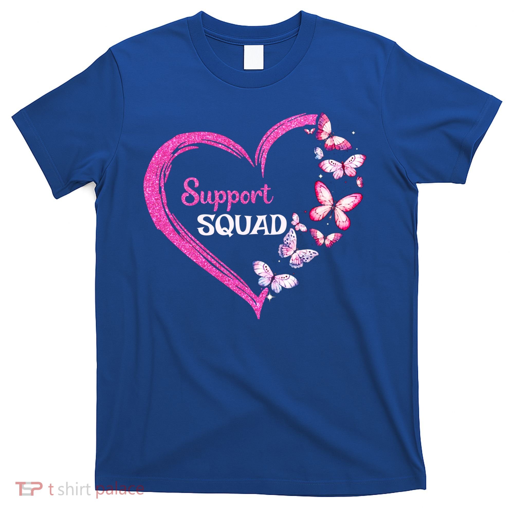Pink Butterfly Breast Cancer Support Squad Pink Ribbon Funny Gift T-Shirt