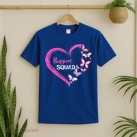 Pink Butterfly Breast Cancer Support Squad Pink Ribbon Funny Gift T-Shirt thumb 2