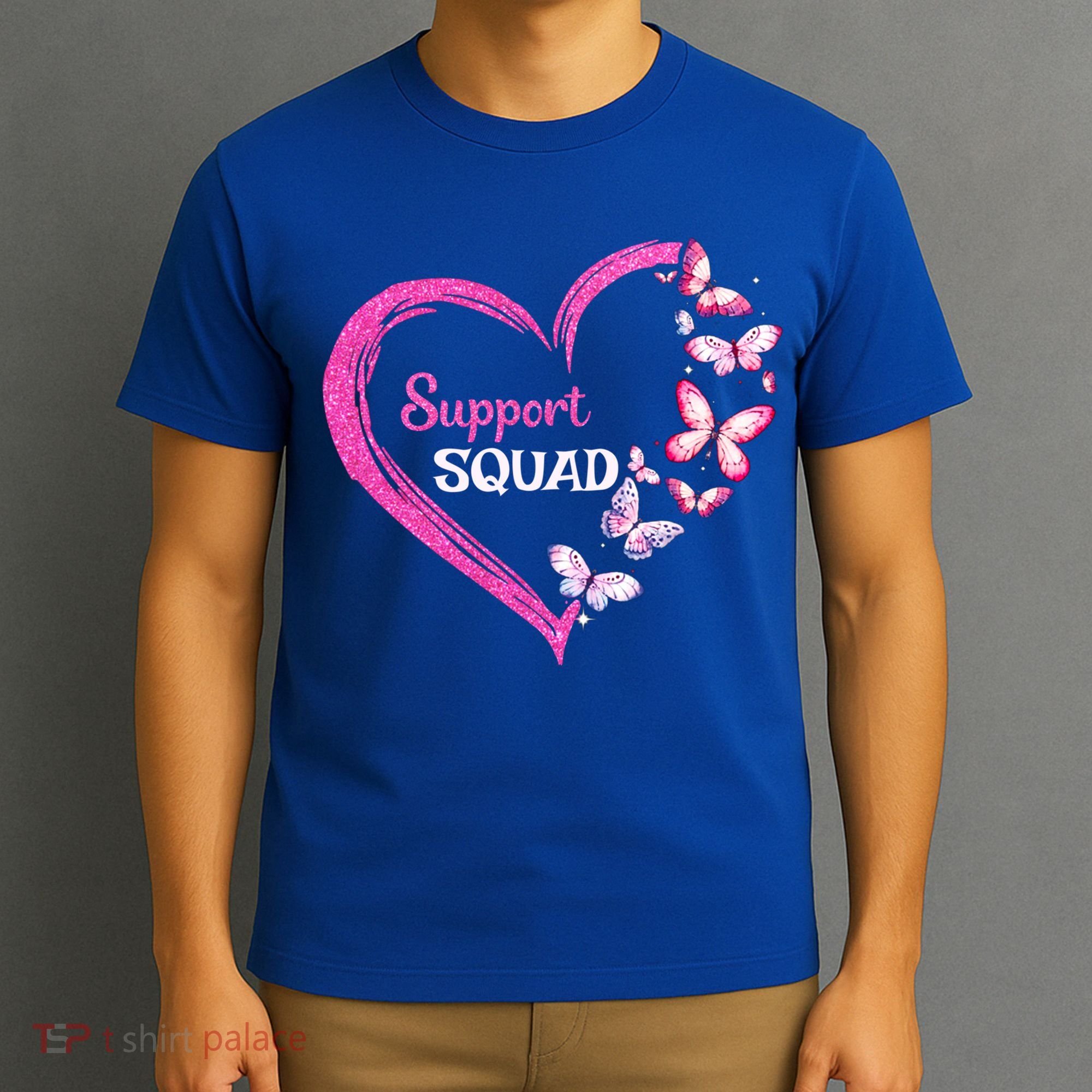 Pink Butterfly Breast Cancer Support Squad Pink Ribbon Funny Gift T-Shirt