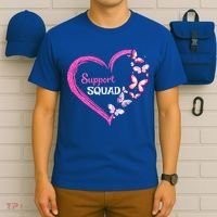 Pink Butterfly Breast Cancer Support Squad Pink Ribbon Funny Gift T-Shirt thumb 6