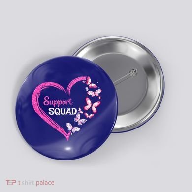 Pink Butterfly Breast Cancer Support Squad Pink Ribbon Funny Gift Button