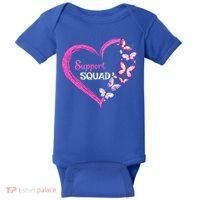 Pink Butterfly Breast Cancer Support Squad Pink Ribbon Funny Gift Baby Bodysuit thumb 0