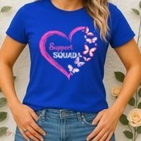 Pink Butterfly Breast Cancer Support Squad Pink Ribbon Funny Gift Women's T-Shirt thumb 2