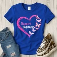 Pink Butterfly Breast Cancer Support Squad Pink Ribbon Funny Gift Women's T-Shirt thumb 3