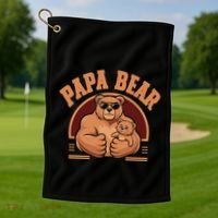 Papa Bear Bear Family Love Dad Father Daddy Cool Gift Golf Towel thumb 1