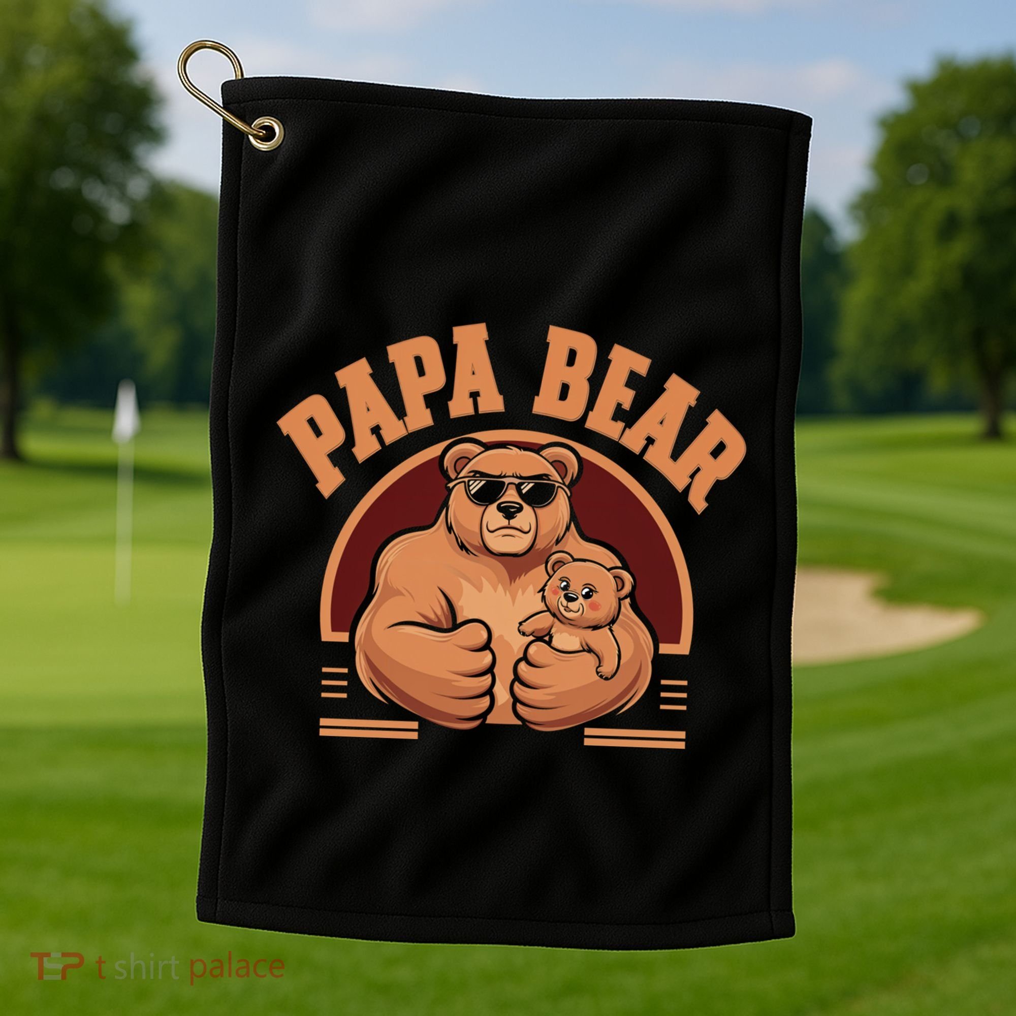 Papa Bear Bear Family Love Dad Father Daddy Cool Gift Golf Towel