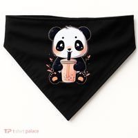Panda Bear Boba Tea Bubble Tea Anime Kawaii  USA-Made Doggie Bandana thumb 0