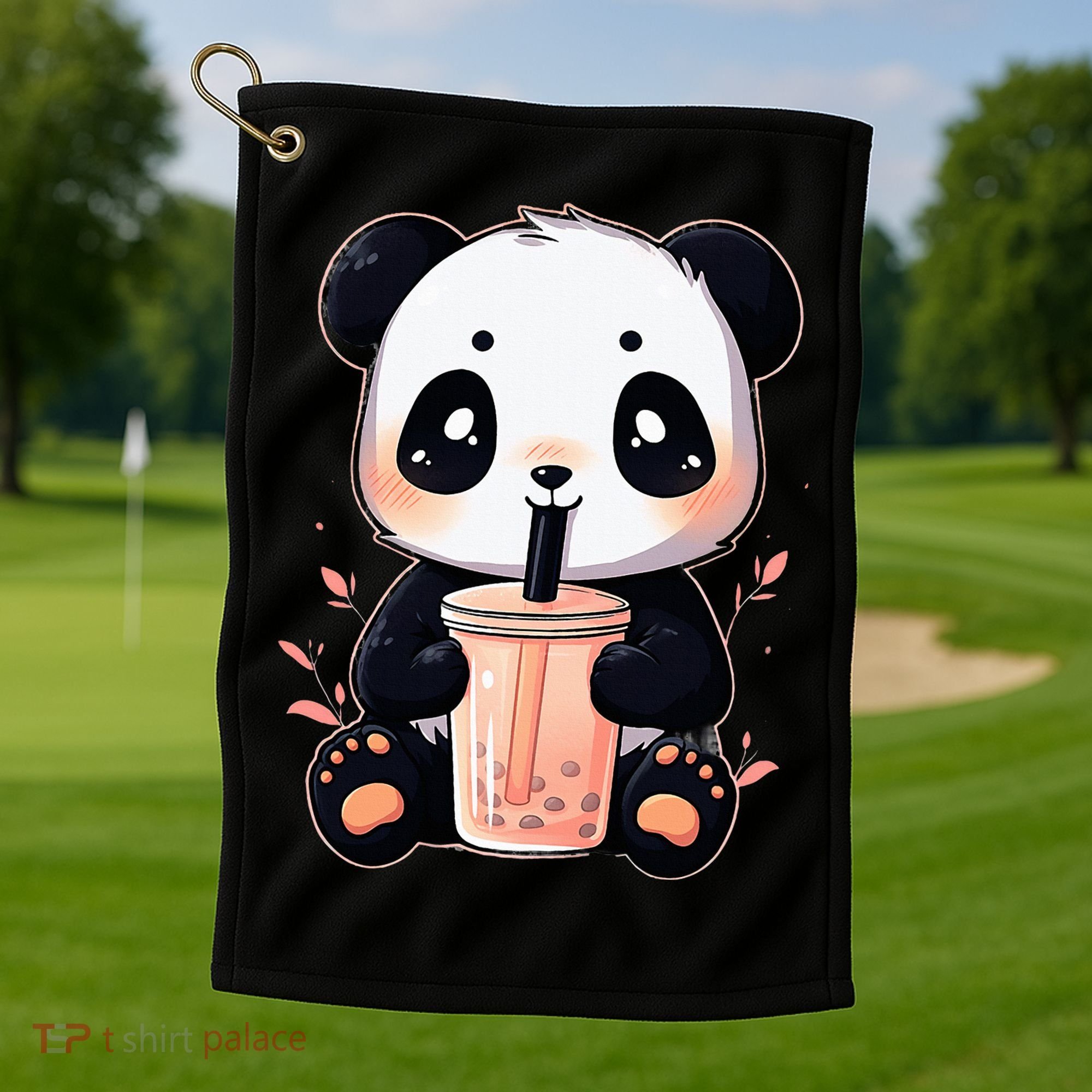 Panda Bear Boba Tea Bubble Tea Anime Kawaii  Golf Towel
