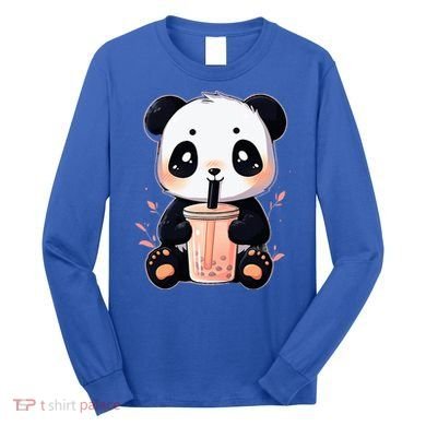 Panda Bear Boba Tea Bubble Tea Anime Kawaii  Long Sleeve Shirt
