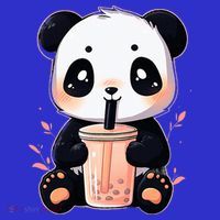 Panda Bear Boba Tea Bubble Tea Anime Kawaii  Coaster thumb 2