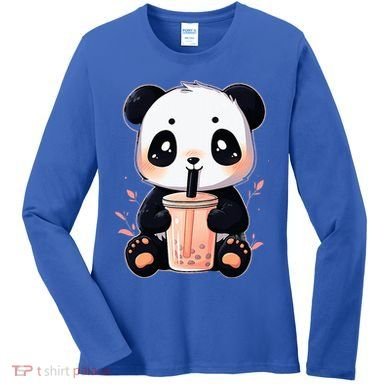 Panda Bear Boba Tea Bubble Tea Anime Kawaii  Women's Long Sleeve Shirt