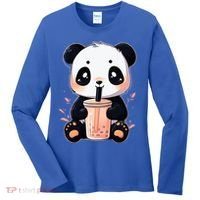 Panda Bear Boba Tea Bubble Tea Anime Kawaii  Women's Long Sleeve Shirt thumb 0