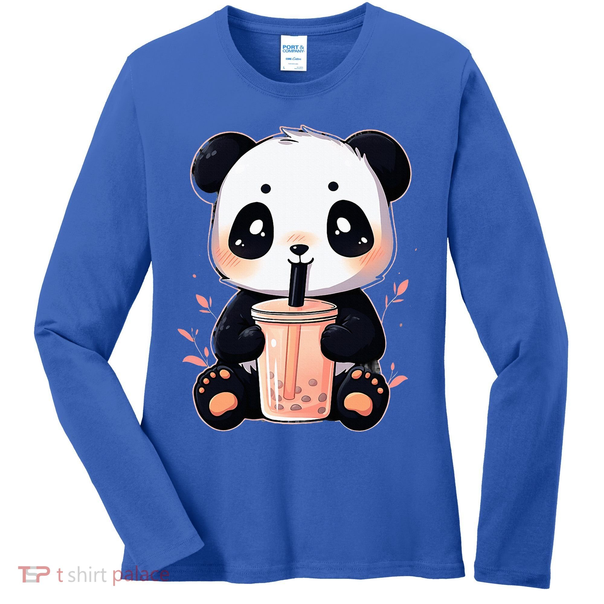 Panda Bear Boba Tea Bubble Tea Anime Kawaii  Women's Long Sleeve Shirt