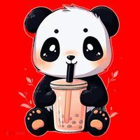 Panda Bear Boba Tea Bubble Tea Anime Kawaii  Santa Hat thumb 1